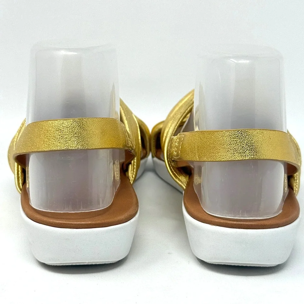 Fitflop Twine Womens 9 Twist Sandal Metallic Gold Glam Chic Maximalist Statement